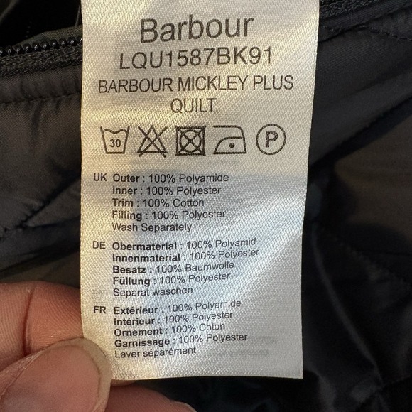 Barbour Womens Mickley Corduroy Trimmed Quilted Jacket Black Brown Size 1XL New - Picture 10 of 13